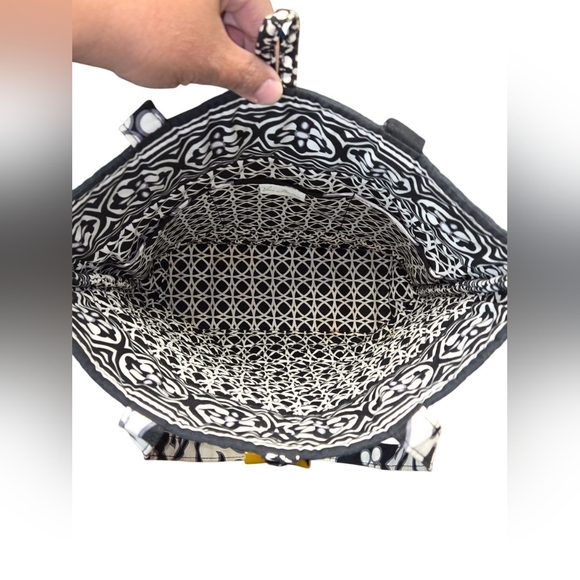 Vera Bradley Black and White Floral Tote Bag - Picture 9 of 14